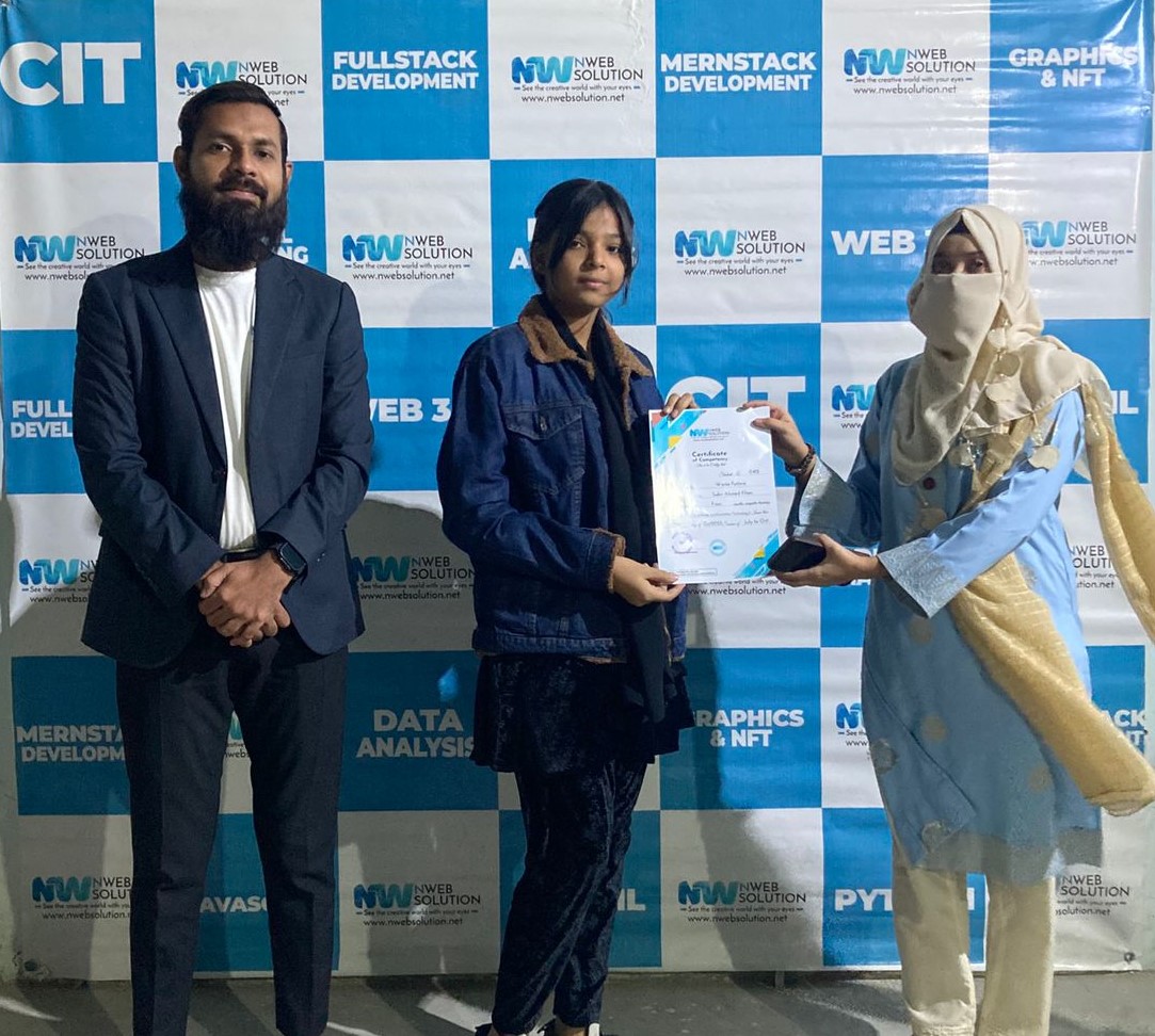 A proud certification ceremony led by Muhammad Bilal Shamshad, CEO of Nweb Solution, recognizing the dedication and achievements of students who successfully completed their professional training programs. At Nweb Solution, we believe in empowering learne